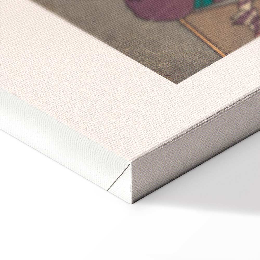 Japanese Woodcut Figures Multicolor Canvas Print