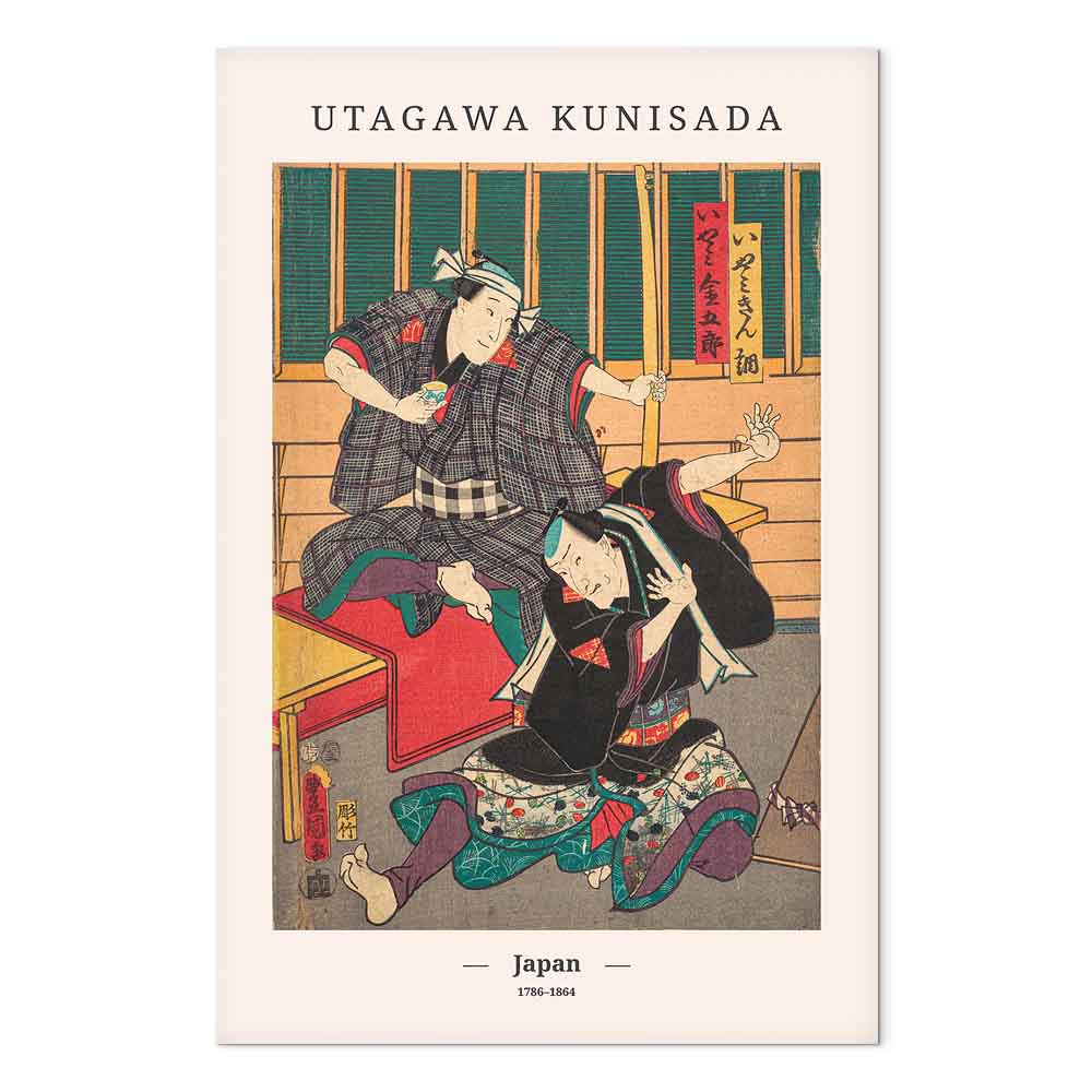Japanese Woodcut Figures Multicolor Canvas Print