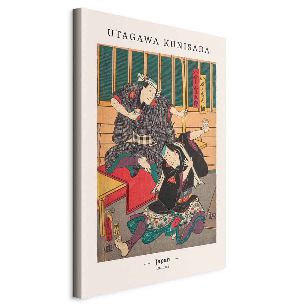 Japanese Woodcut Figures Multicolor Canvas Print