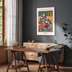 Japanese Woodcut Figures Multicolor Canvas Print