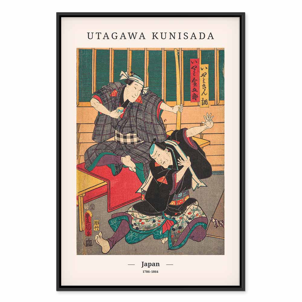 Japanese Woodcut Figures Multicolor Canvas Print