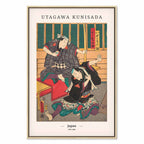 Japanese Woodcut Figures Multicolor Canvas Print
