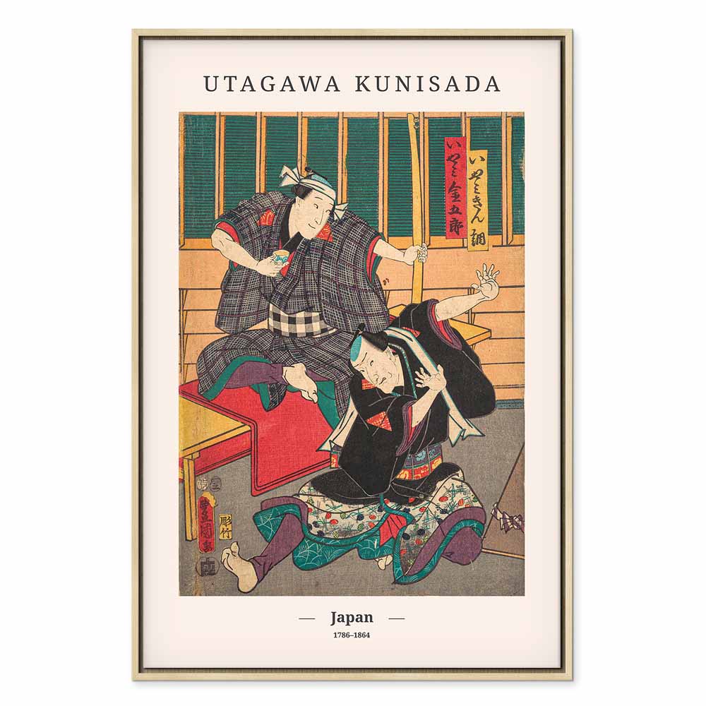Japanese Woodcut Figures Multicolor Canvas Print