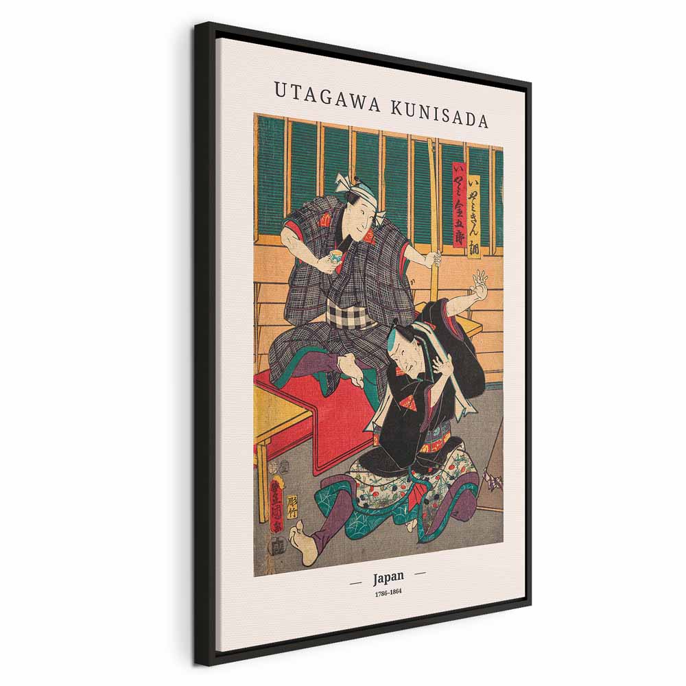 Japanese Woodcut Figures Multicolor Canvas Print
