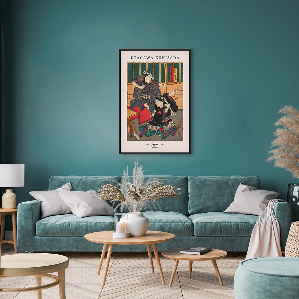 Japanese Woodcut Figures Multicolor Canvas Print