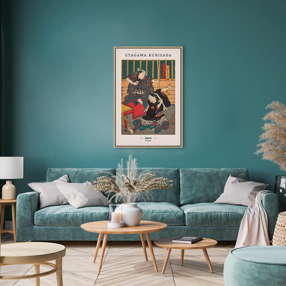 Japanese Woodcut Figures Multicolor Canvas Print