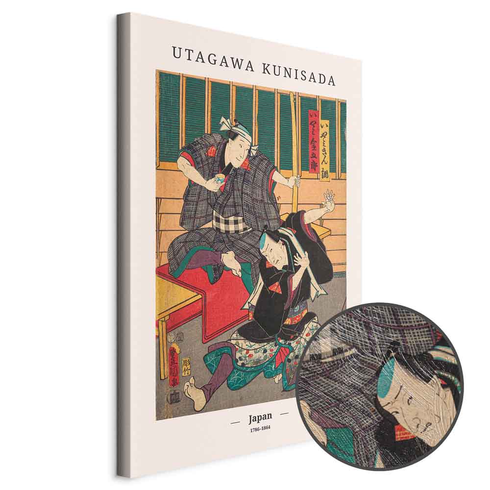 Japanese Woodcut Figures Multicolor Canvas Print