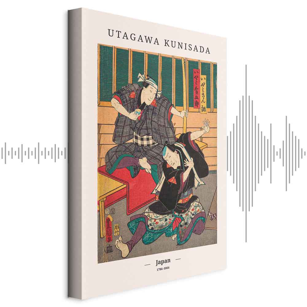 Japanese Woodcut Figures Multicolor Canvas Print