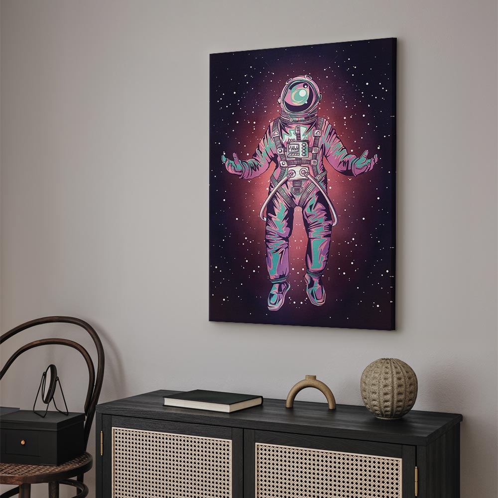Lonely Traveler Starry Cosmos Vertical Canvas Print