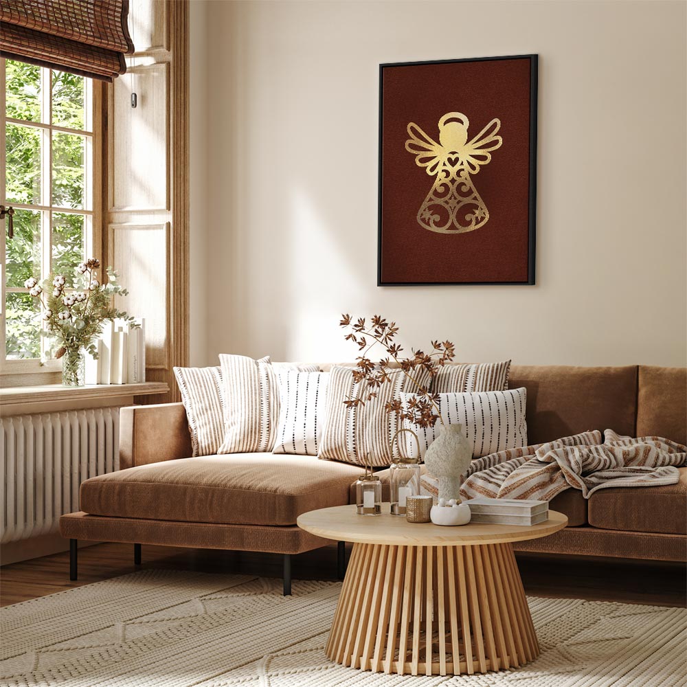 Angelic Gold Figure Vertical Canvas Print