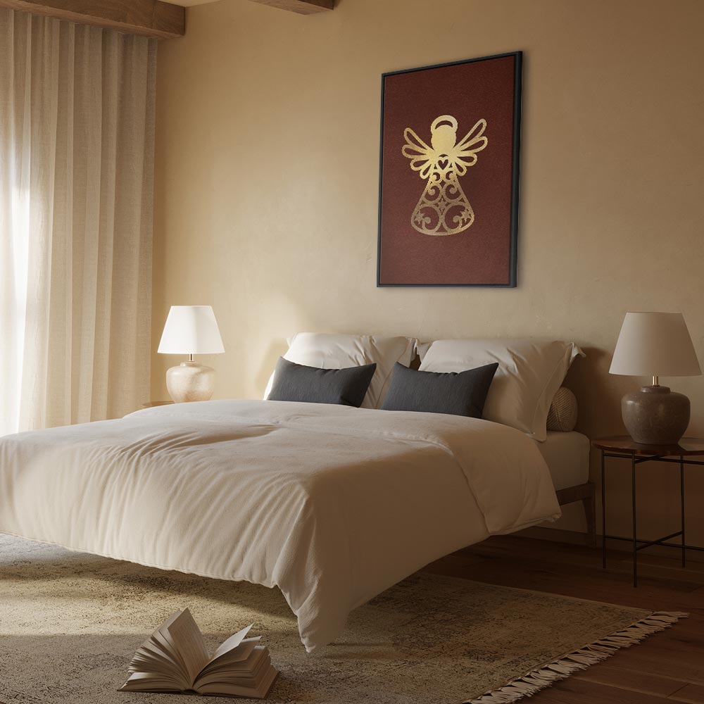 Angelic Gold Figure Vertical Canvas Print