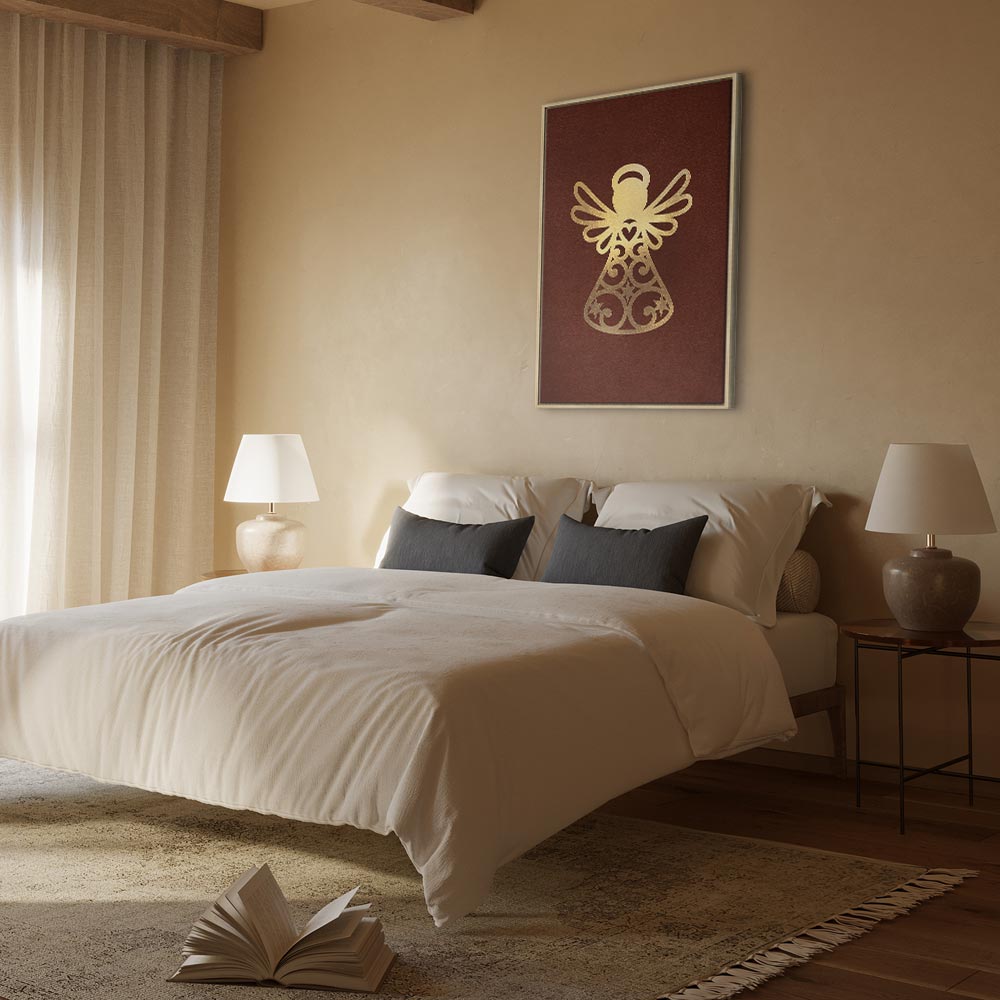 Angelic Gold Figure Vertical Canvas Print