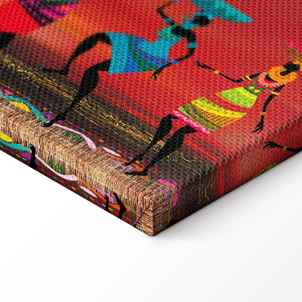 Colorful African Women Dancing Silhouettes Canvas Print