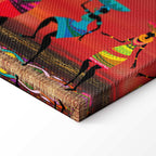Colorful African Women Dancing Silhouettes Canvas Print