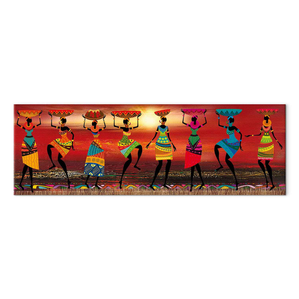 Colorful African Women Dancing Silhouettes Canvas Print