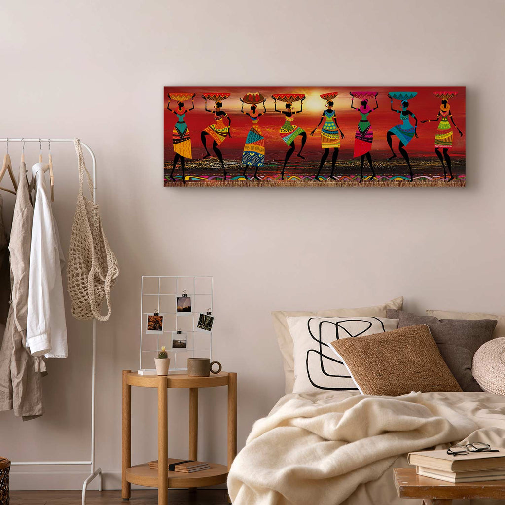 Colorful African Women Dancing Silhouettes Canvas Print