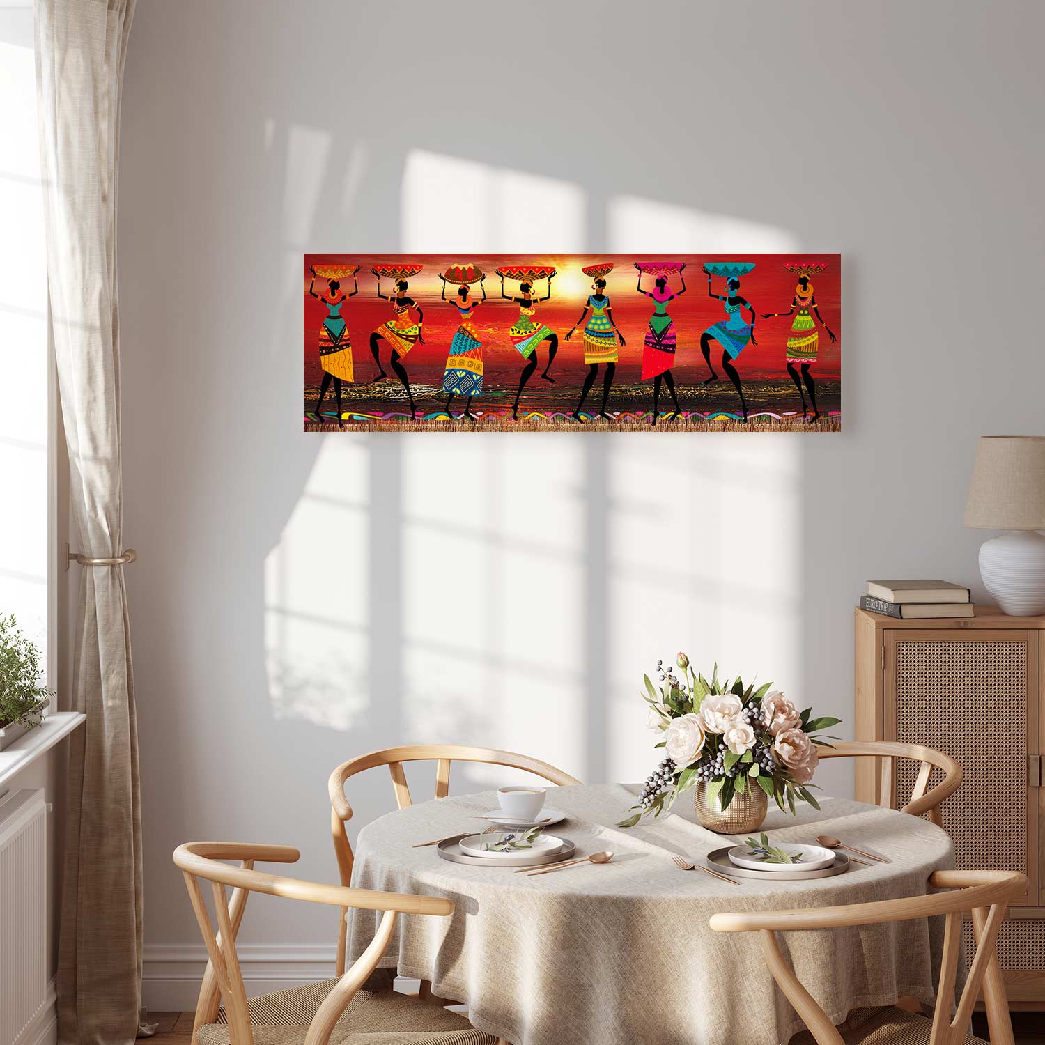 Colorful African Women Dancing Silhouettes Canvas Print