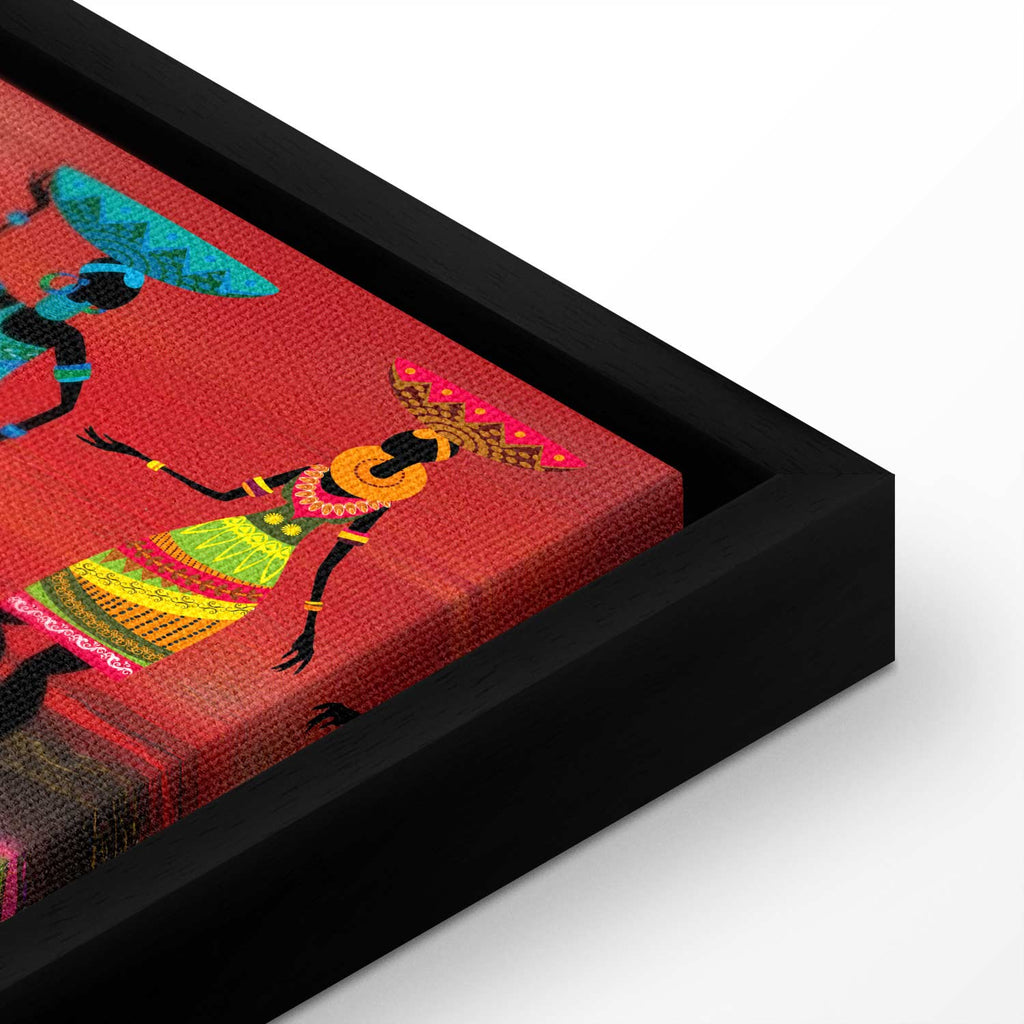 Colorful African Women Dancing Silhouettes Canvas Print