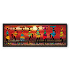 Colorful African Women Dancing Silhouettes Canvas Print