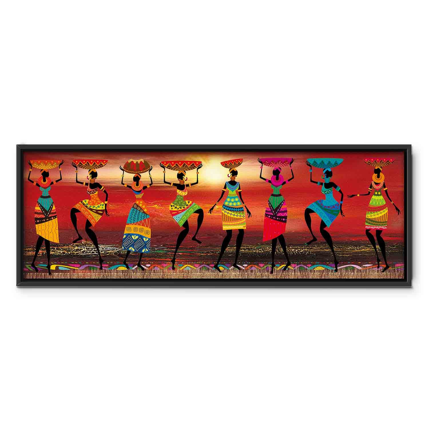 Colorful African Women Dancing Silhouettes Canvas Print