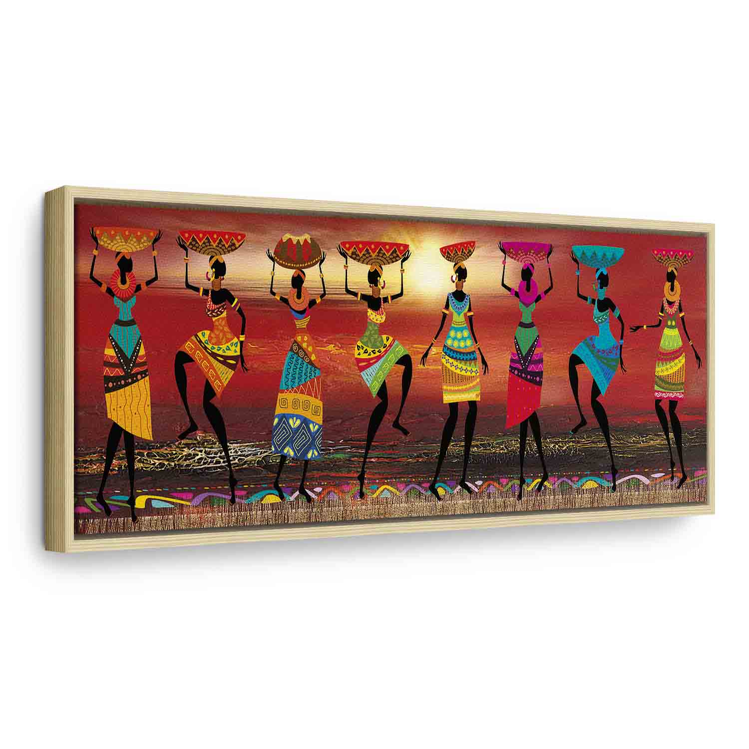 Colorful African Women Dancing Silhouettes Canvas Print