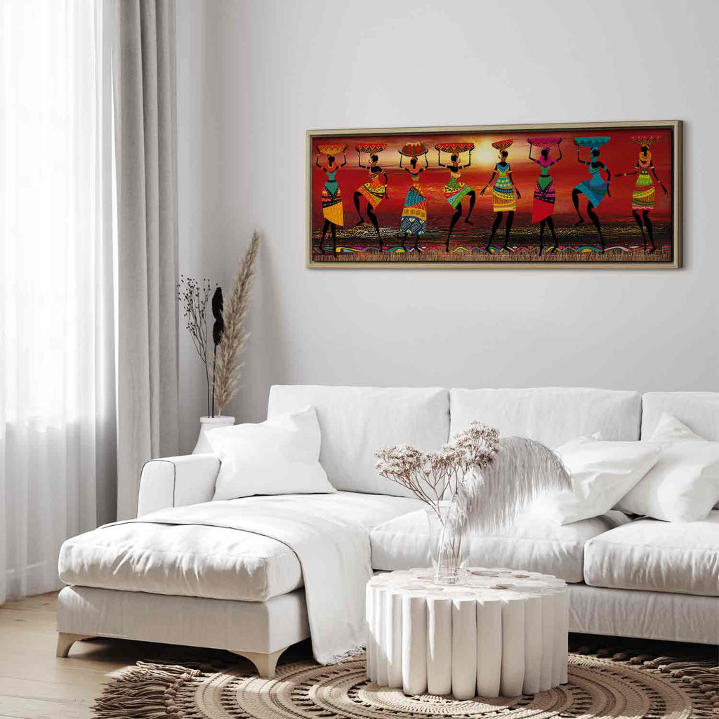 Colorful African Women Dancing Silhouettes Canvas Print