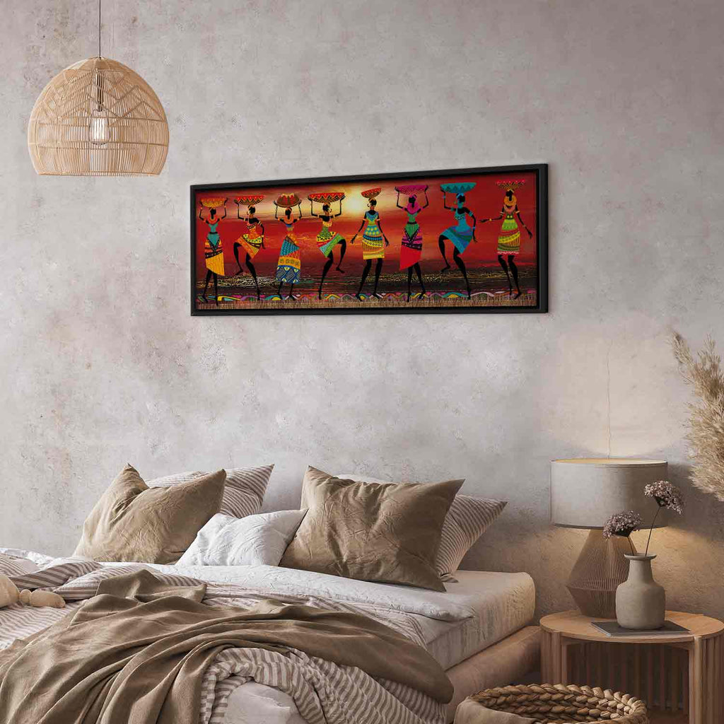 Colorful African Women Dancing Silhouettes Canvas Print