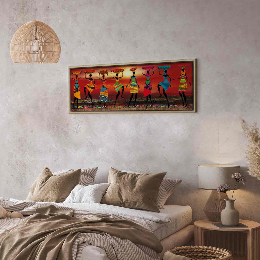 Colorful African Women Dancing Silhouettes Canvas Print