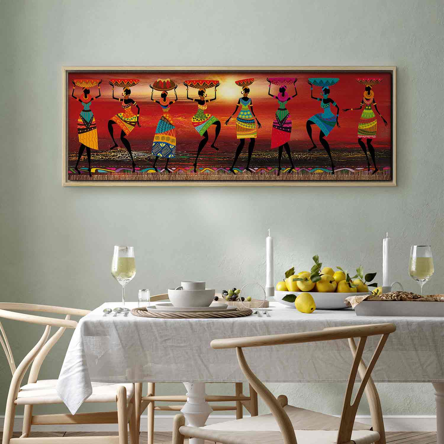 Colorful African Women Dancing Silhouettes Canvas Print