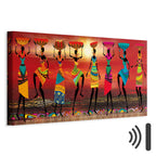 Colorful African Women Dancing Silhouettes Canvas Print