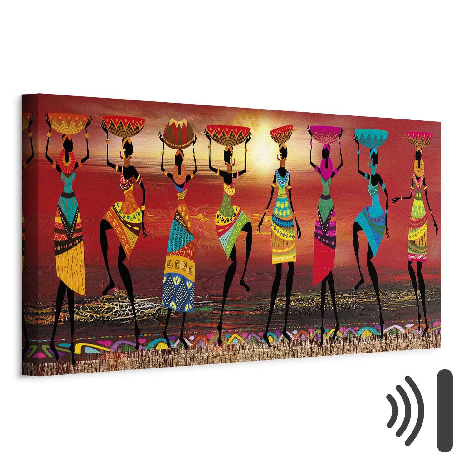 Colorful African Women Dancing Silhouettes Canvas Print