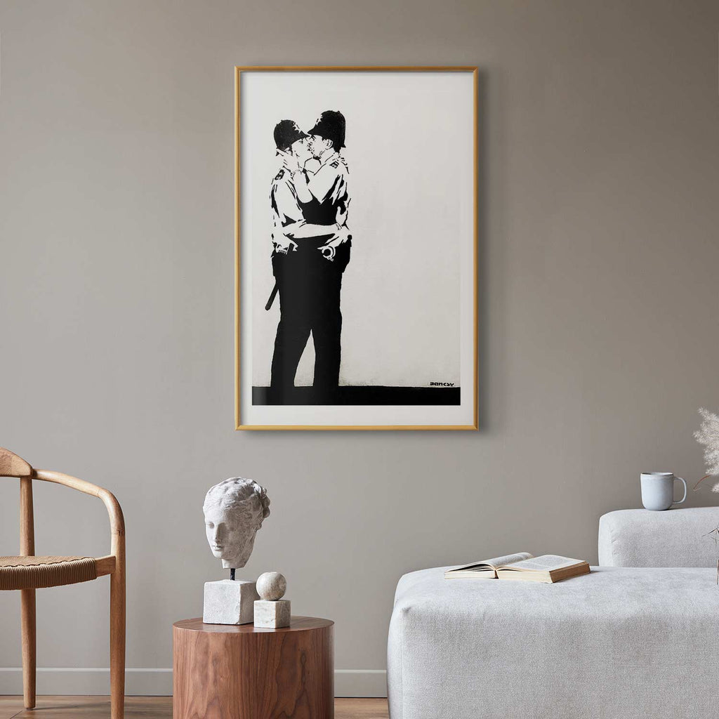 Policemen Kiss Graffiti Street Art Poster