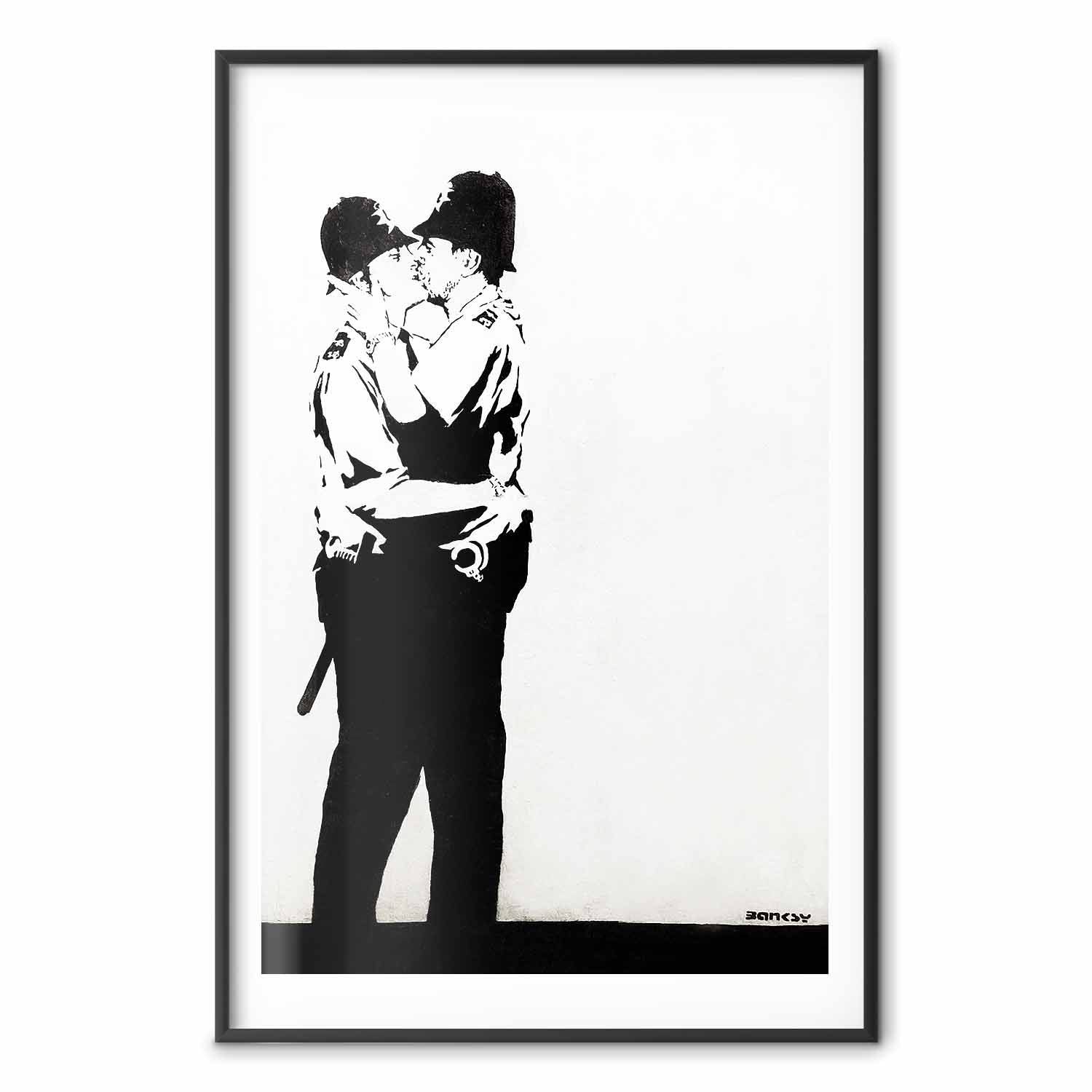 Policemen Kiss Graffiti Street Art Poster