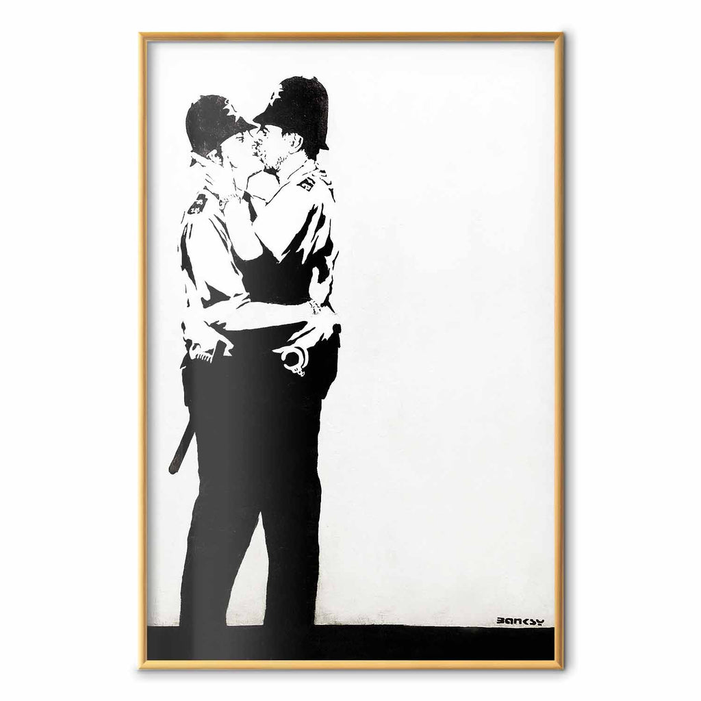 Policemen Kiss Graffiti Street Art Poster