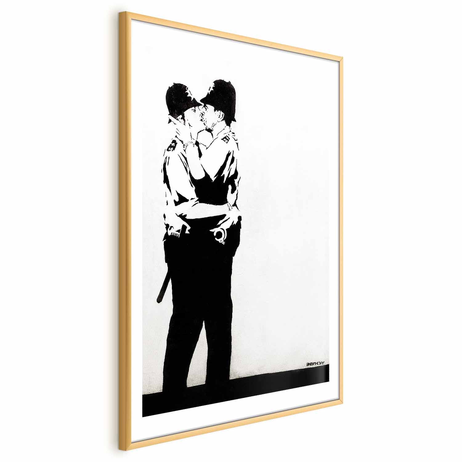 Policemen Kiss Graffiti Street Art Poster