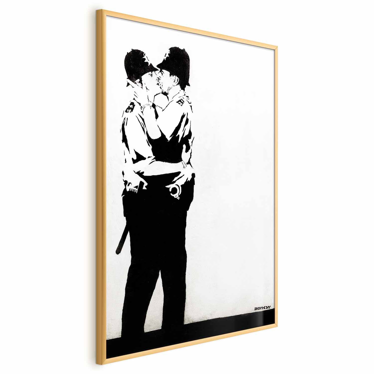 Policemen Kiss Graffiti Street Art Poster
