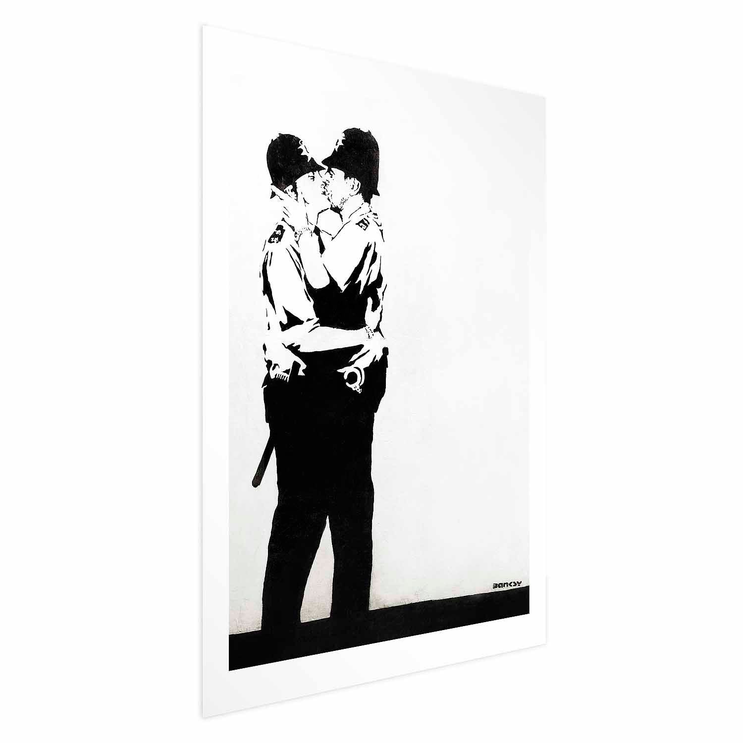 Policemen Kiss Graffiti Street Art Poster