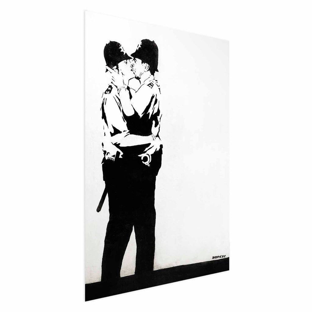 Policemen Kiss Graffiti Street Art Poster