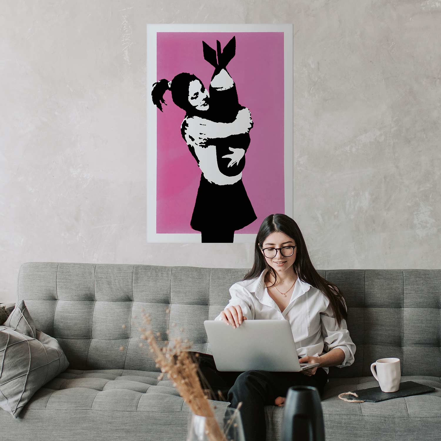 Graffiti Bomb Hug Street Art Poster