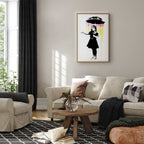 Girl with Umbrella Graffiti Street Art Poster