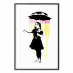 Girl with Umbrella Graffiti Street Art Poster