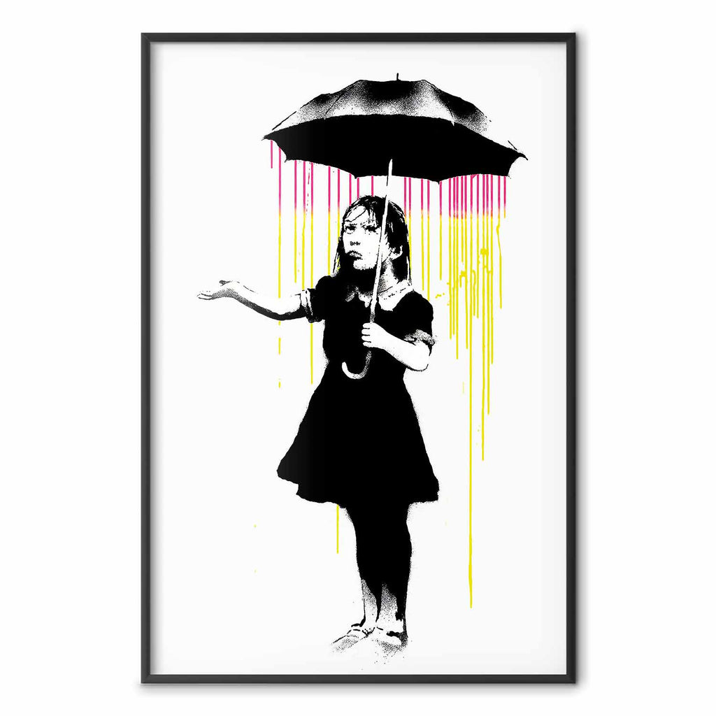 Girl with Umbrella Graffiti Street Art Poster
