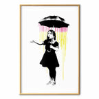 Girl with Umbrella Graffiti Street Art Poster