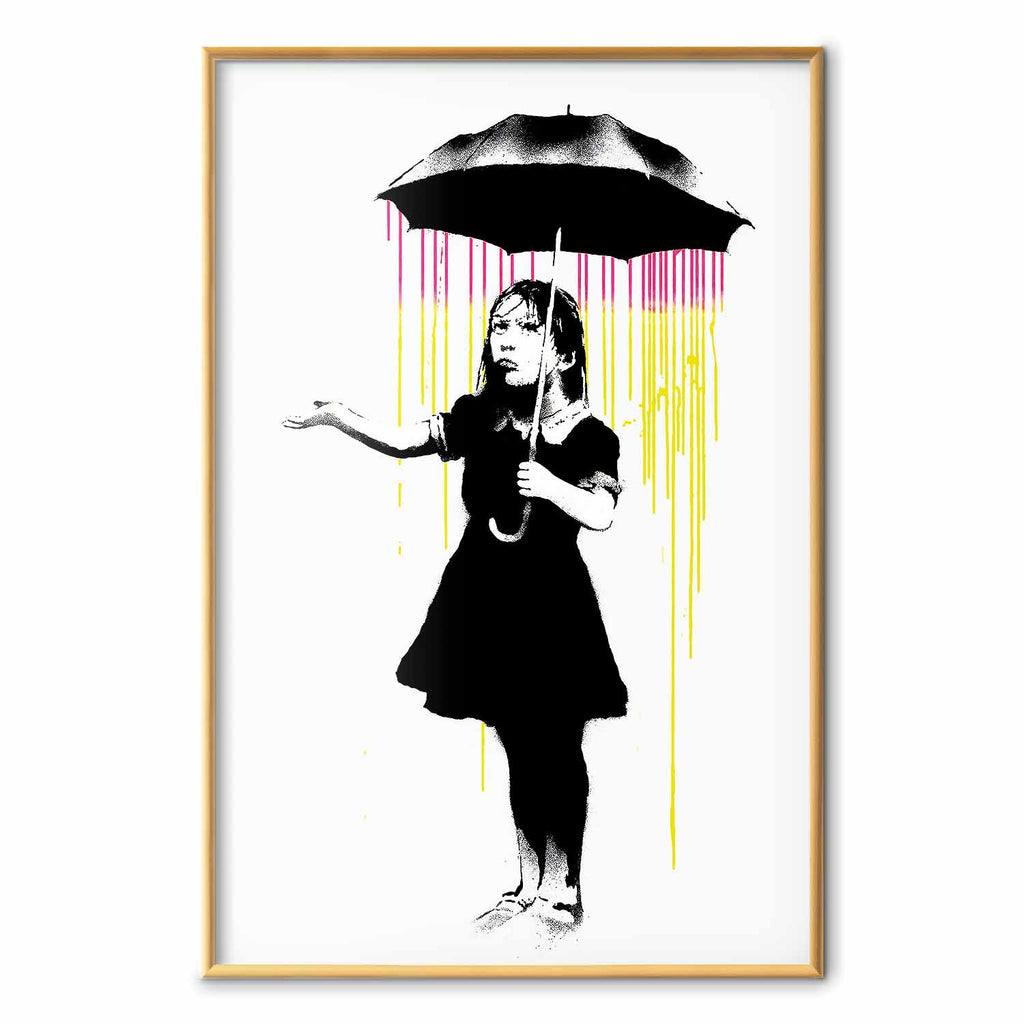 Girl with Umbrella Graffiti Street Art Poster