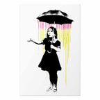 Girl with Umbrella Graffiti Street Art Poster