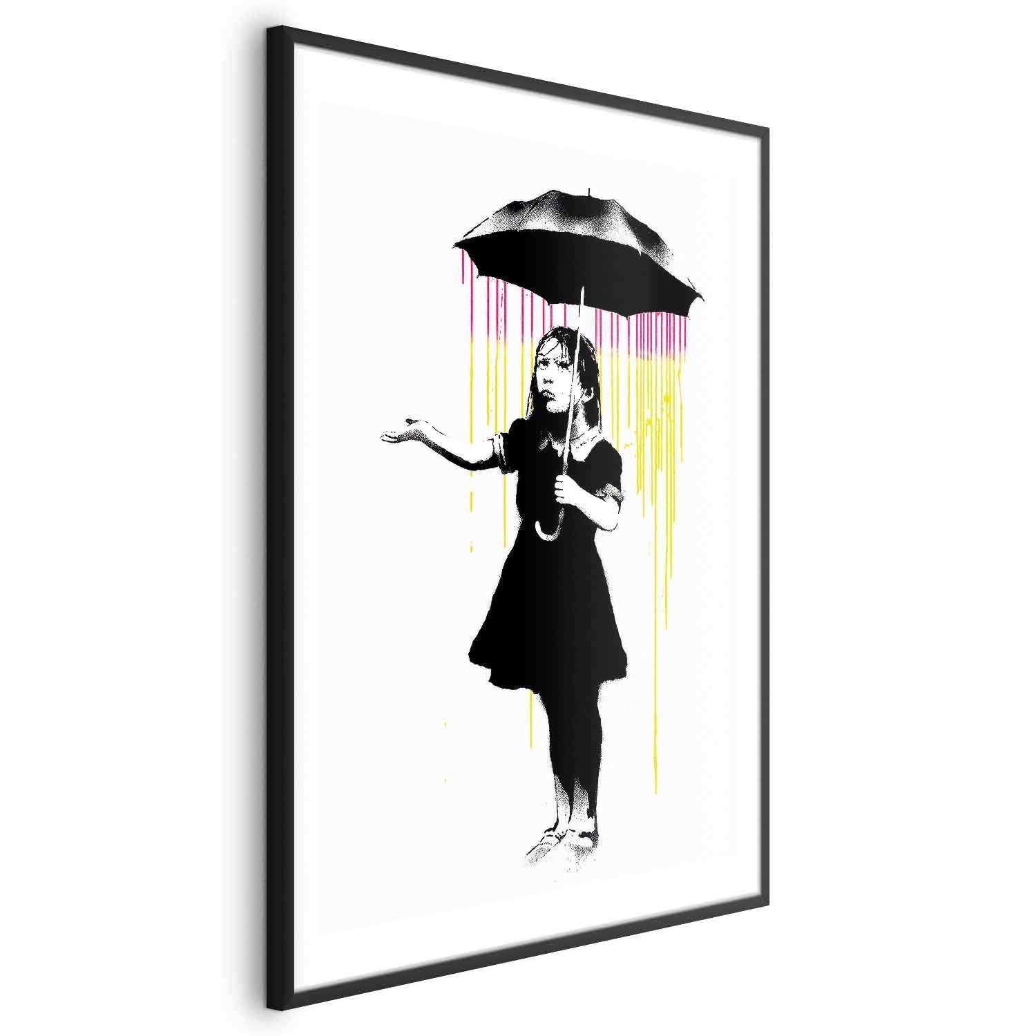 Girl with Umbrella Graffiti Street Art Poster