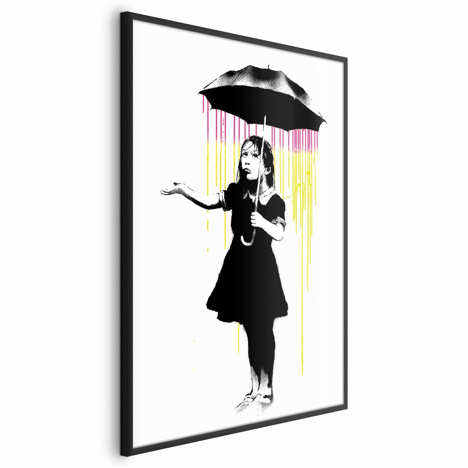 Girl with Umbrella Graffiti Street Art Poster