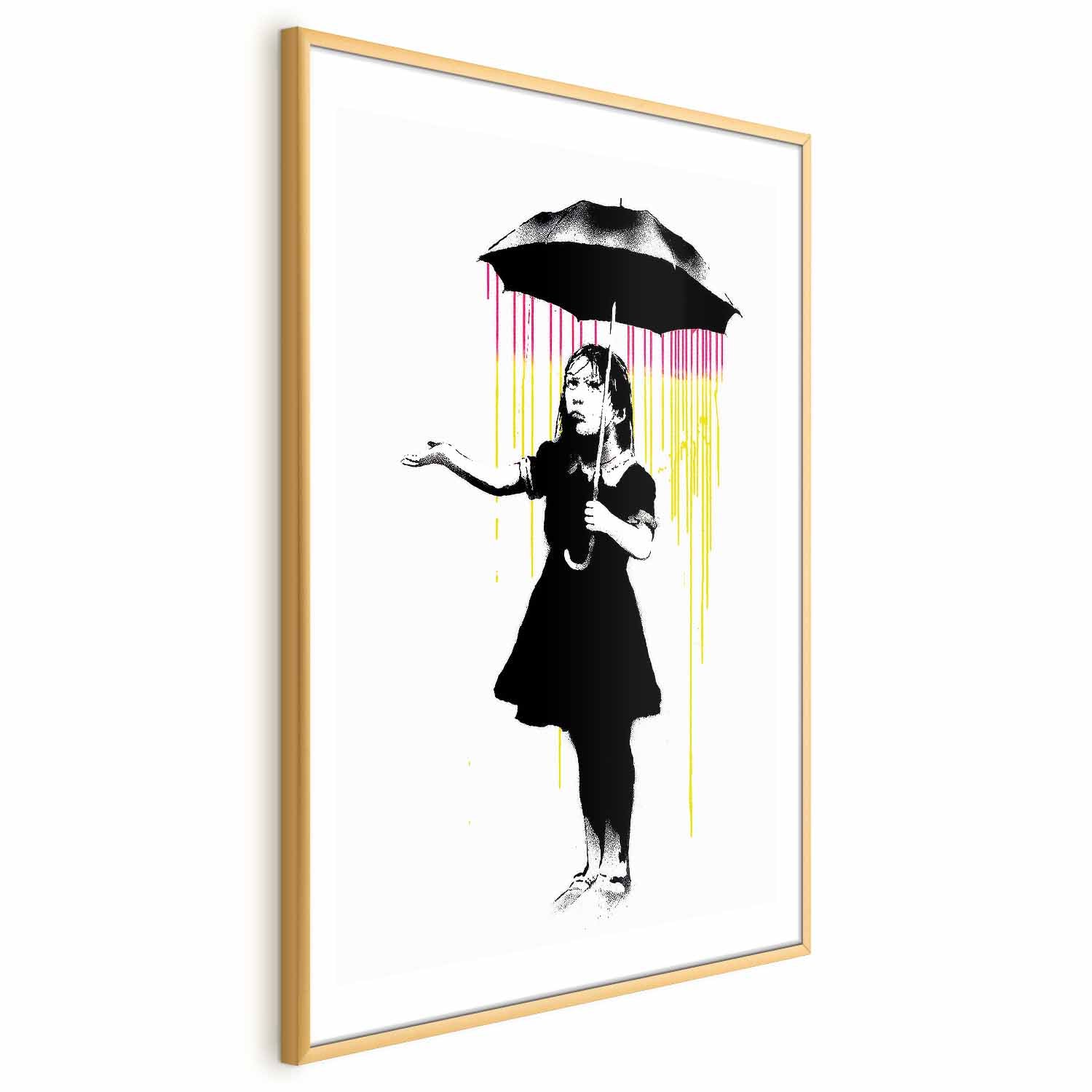 Girl with Umbrella Graffiti Street Art Poster