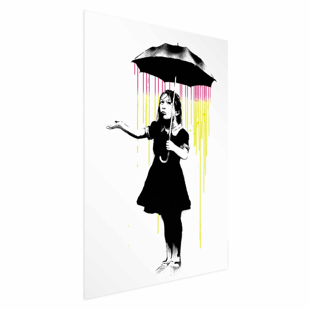 Girl with Umbrella Graffiti Street Art Poster