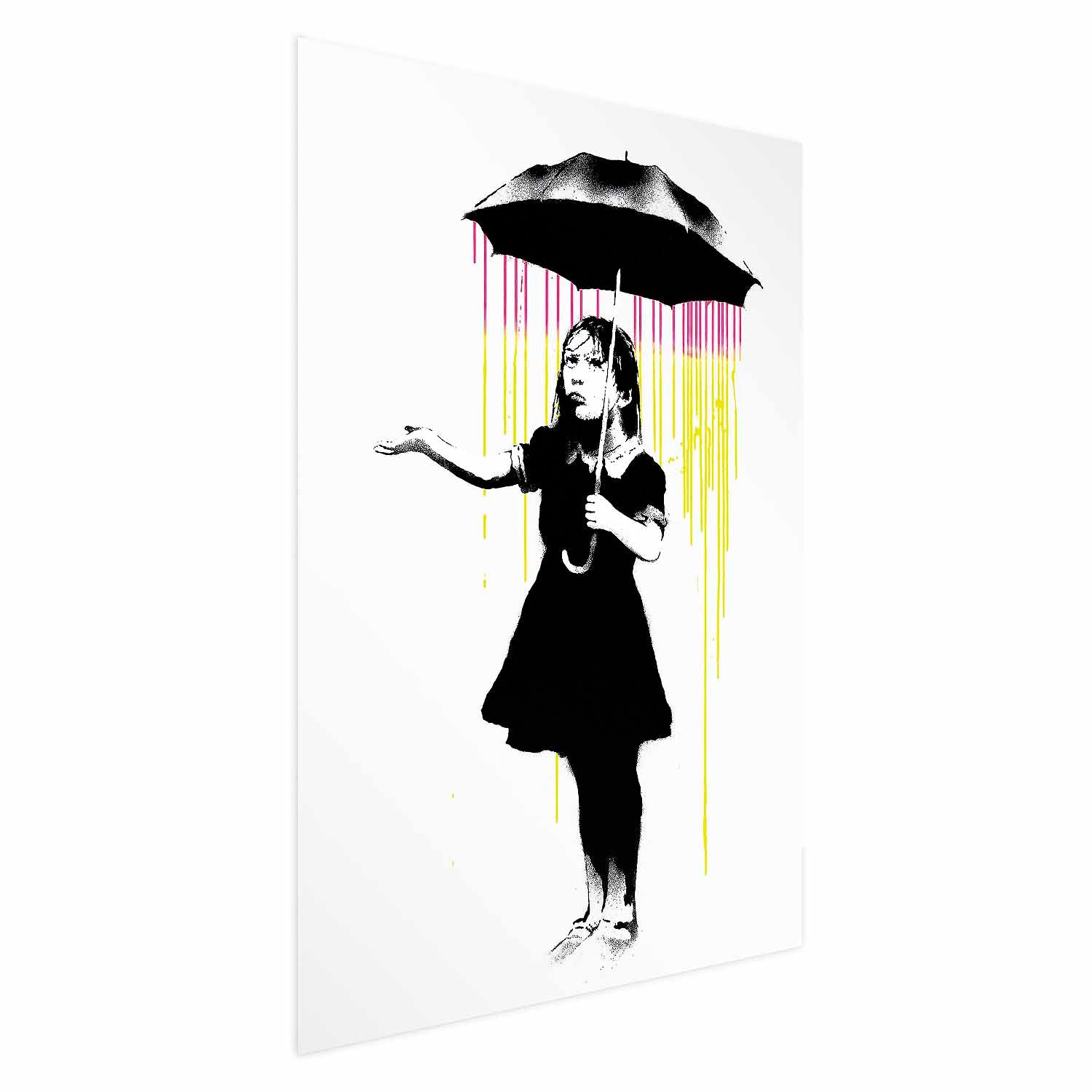 Girl with Umbrella Graffiti Street Art Poster